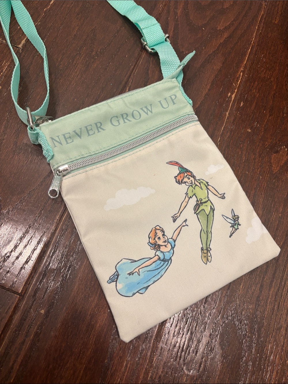 Disney Loungefly Peter Pan Never Grow Up Adjustable Strap Crossbody Like New - Picture 2 of 5